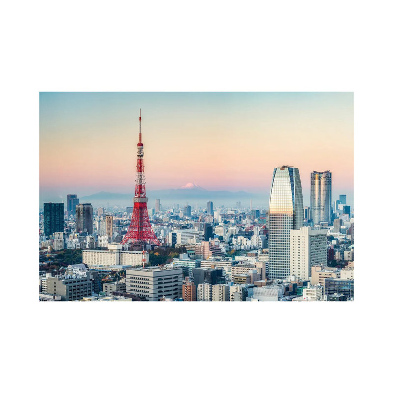 Tokyo Tower And Mount Fuji At Sunrise by Jan Becke - Wrapped Canvas Print, 20.32 cm H x 30.48 cm W