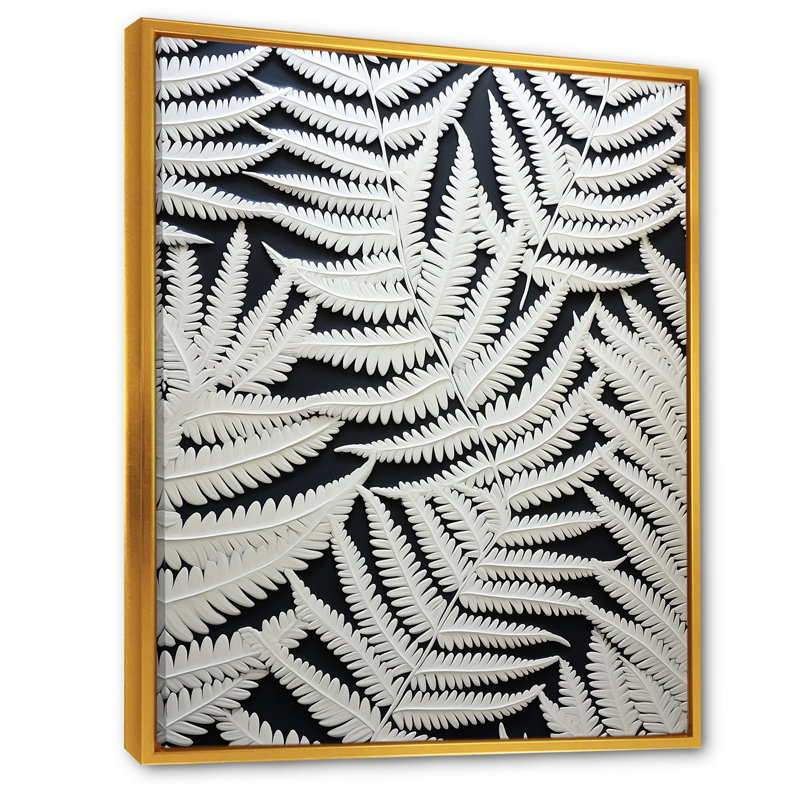 «White Ferns Serene Retreat I», reproduction sur toile, H 20 po x l 12 po x P 1 po, Cadre flottant doré