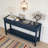 60'' Fir Veneer Entryway Table with Honeycomb-patterned Fronts,Modern Stylish Console Table-1554287323