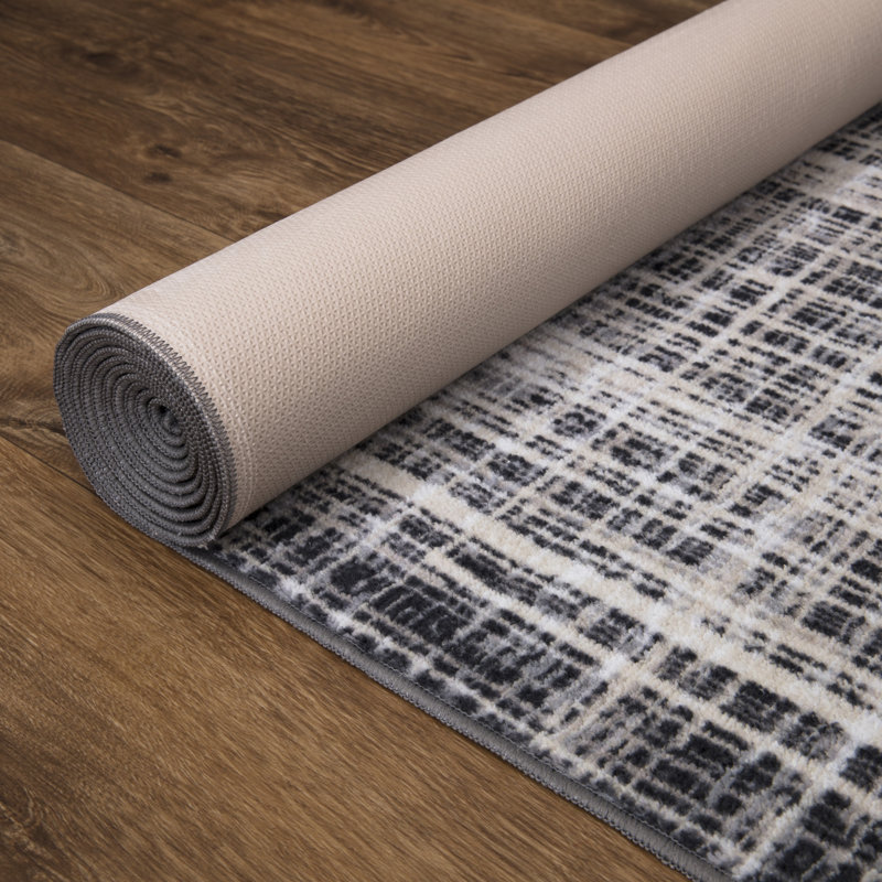 Tapis gris lavable et antidérapant Lyanne, Rectangle 2 pi 7 po x 9 pi