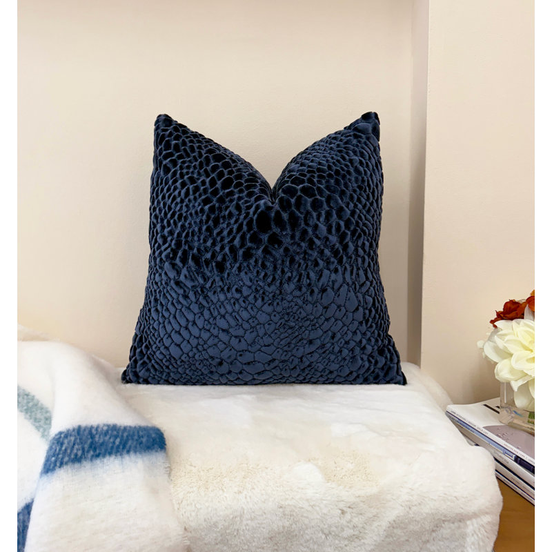 Housse de coussin en velours crocodile, Midnight Blue, 20x20"