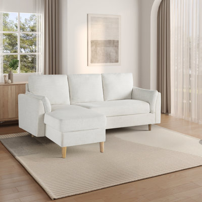 Canapé d'angle réversible Sunny de 212 cm de large avec méridienne, en polyester tissé