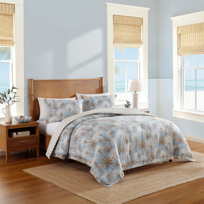 Tommy Bahama Veranda Palm Cotton Reversible Beige Comforter Set
