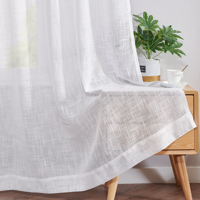 Ensemble de panneaux de rideaux diaphanes pour salon, Blanc, l 52 po x L 108 po