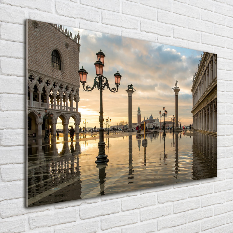 Glass Print Wall Art 100X70cm Image Printed On Glass Decorative Wall Picture Behind Toughened / Tempered Safety Real Glass For Kitchen & Living Room Theme:Venice Italy