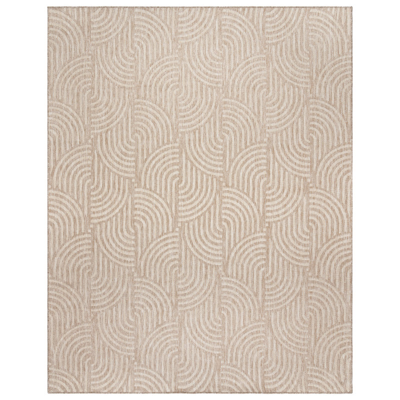 Tropea Chyana All-Weather Flatweave Indoor/Outdoor Area Rug, Beige Cream Modern Geometric – Patio, Deck, Porch & Poolside