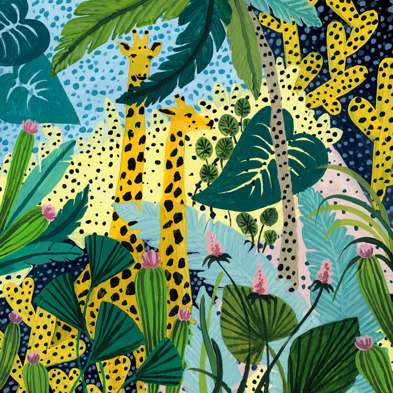 Sincere Spotted Jungle - Print on Canvas, 45cm H x 45cm W 