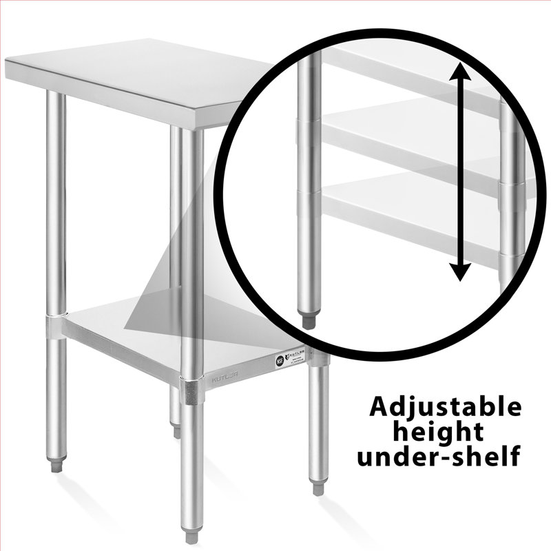 KUTLER Stainless Steel 34.5" H Heavy Duty Commercial Kitchen Table