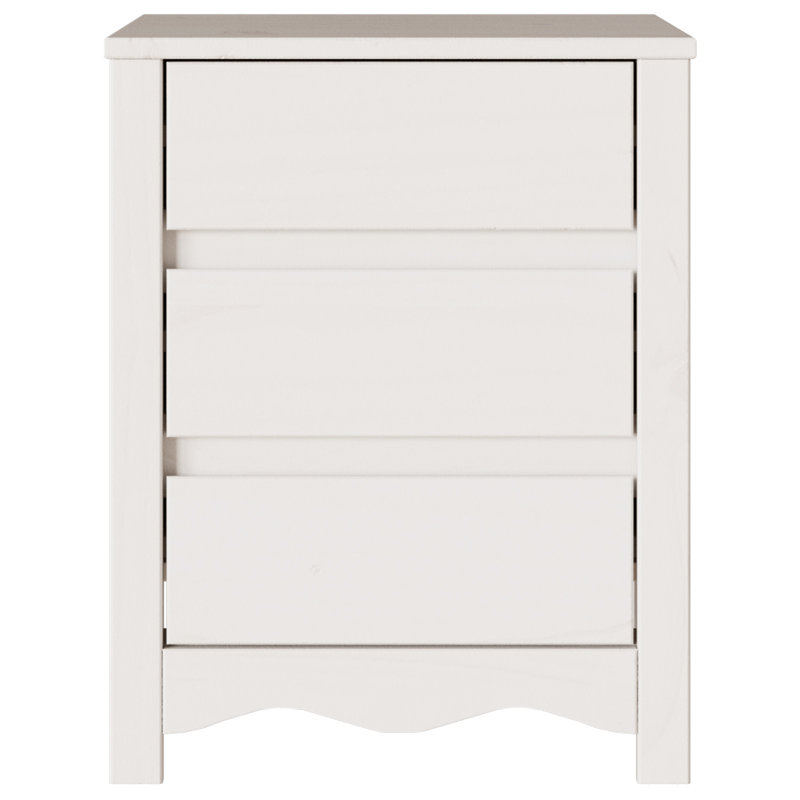 45cm W Solid Wood Bedside Table, White
