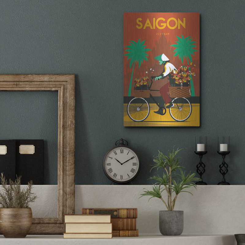 Art mural en métal «Saïgon» par Omar Escalante, Winston Porter, H 16 po x l 12 po