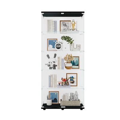 Vitrine vitrée à deux portes avec 5 tablettes, noir
