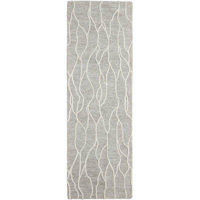 Tapis beige / blanc en laine / coton touffeté à la main Cunningham