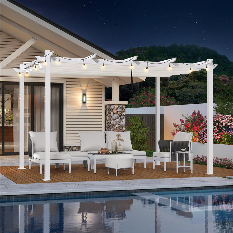 13 Ft. W x 10 Ft. D Aluminum Pergola, White