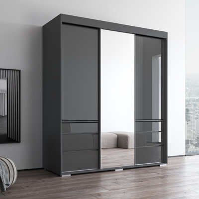 Armoire grise 71 "avec miroir Monaco 71"