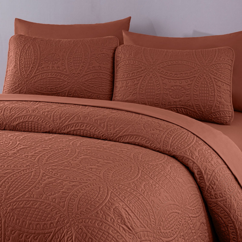 Liam Microfiber 7 Piece Bed in a Bag Comforter Set, Queen Comforter + 6 Additional Pieces, Terracotta