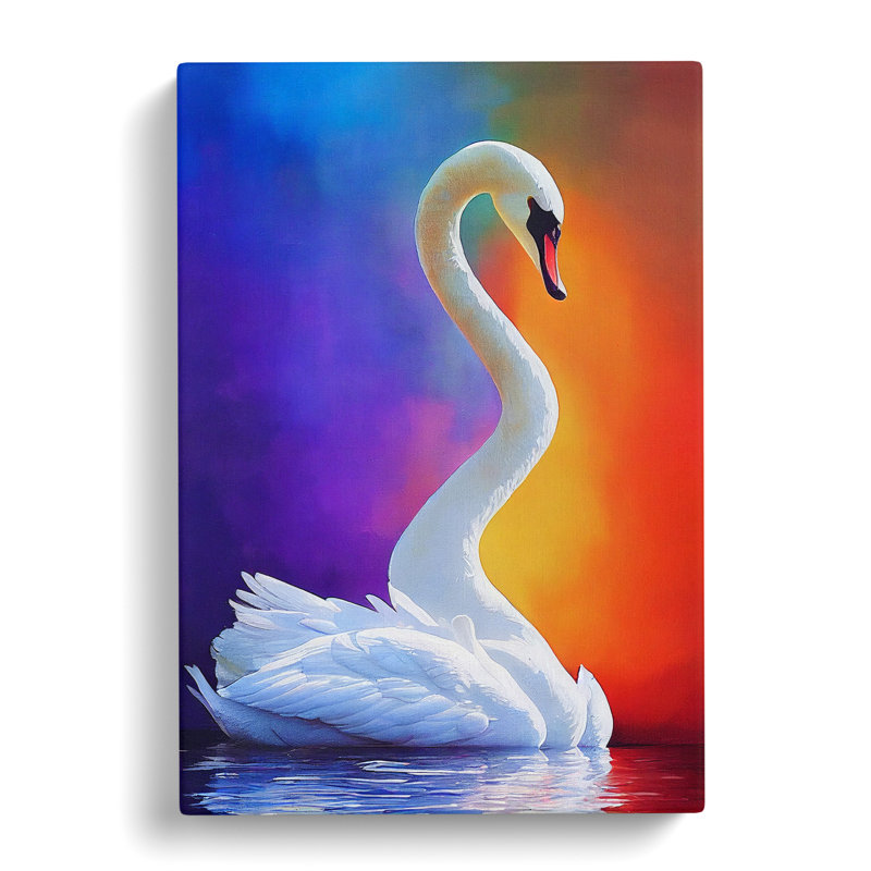 Unique Swan - Wall Art, Wrapped Canvas, 50cm H x 35cm W, No Matte