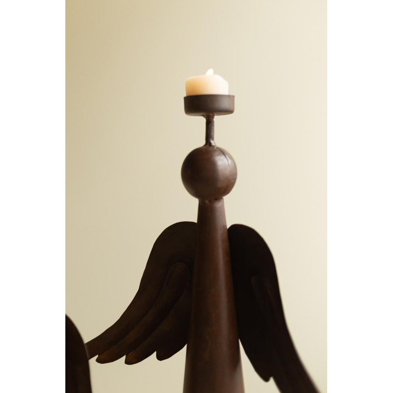 Ensemble de trois anges en fer rustique