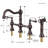 Heritage Brass Bridge Kitchen Faucet with Sprayer, 4 Hole Kitchen Faucet 2 Handle, 8 Inch Centerset Faucet for Kitchen Sinks-98364348-98364336