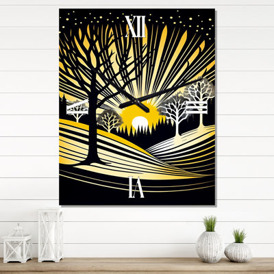 Sunrise In The Winter Forest - Landscape Forest Modern Wall Clock