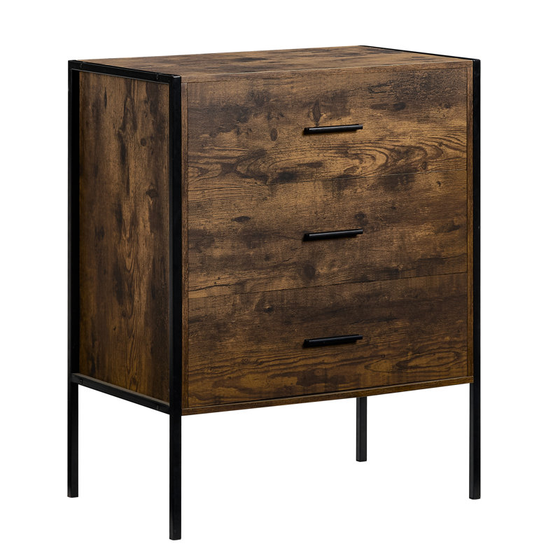 Oscar 3 Drawer Chest Of Drawers, Dark Wood
