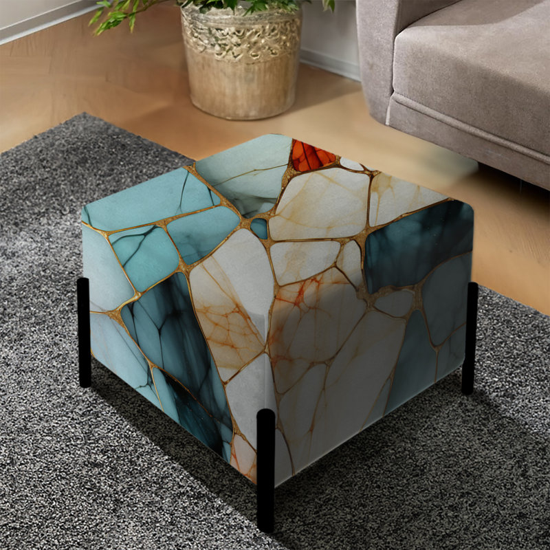 Motif d'harmonie multicolore en marbre mosaïque - repose-pieds carré en marbre
