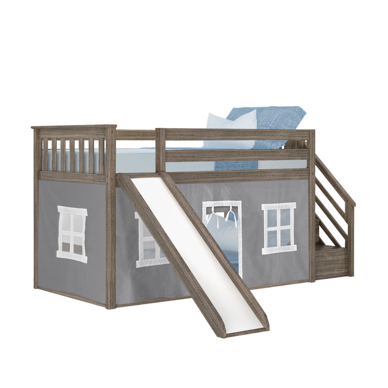 Molimo Kids Twin Over Twin Bunk Bed, Gray, Clay