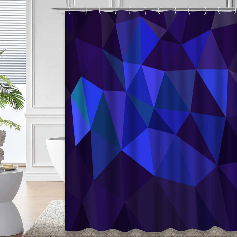 Large rideau de douche abstrait géométrique triangulaire à 12 crochets, L 72 po x l 78 po