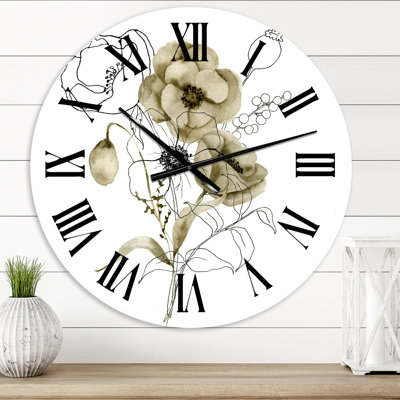 Anémone bouquet de fleurs avec des branches d'eucalyptus - Horloge murale traditionnelle