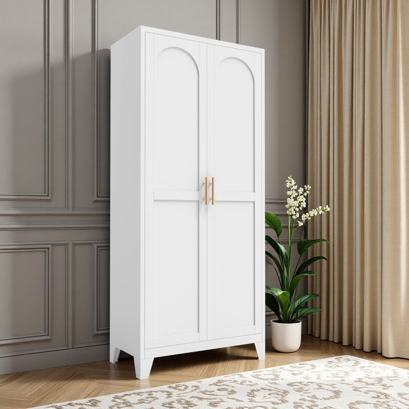 71'' 2 Shapely Doors Cabinet, Metal Storage Cabinet With Doors And Adjustable Shelves, For Bedroom, Living Room, Kitchen