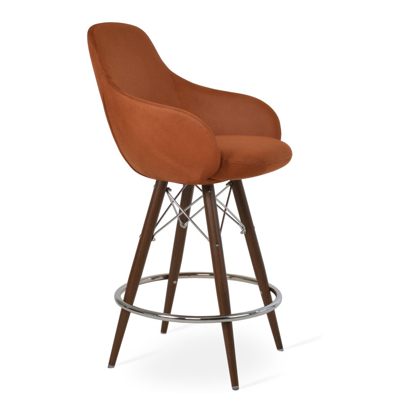 Tabouret de bar et de comptoir Gazel Arm Mw, Tabouret de comptoir (siège d'une hauteur de 25,5, Noir, Noyer