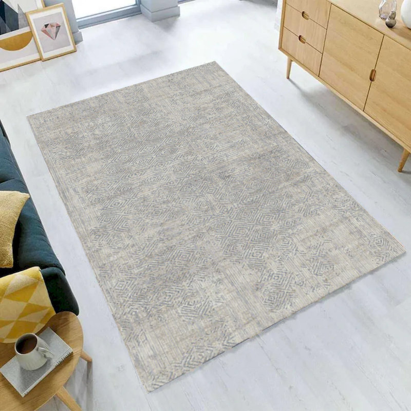 Charisma I Muted Gray Distressed Abstract Rug, Rectangle 9' x 12'