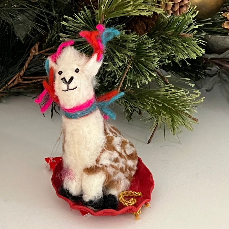 Ornement figurine suspendu bonshommes llama feutre