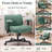 26" Wide Chenille  Criss Cross Office Chair with Wheels, Cross-Legged Desk Chair with Flip-Up Height Adjustable Arms, Lumbar Support, Swivel Vanity Chair for Home Office, Bedroom, Study, 350 lbs-1909675316