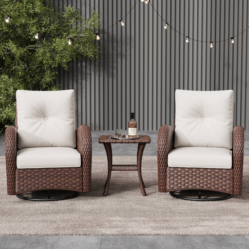 Metal Outdoor Glider, Beige, Brown