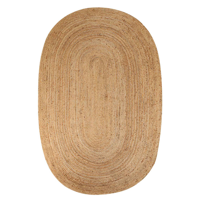 Shreya Demuth Reversible Hand-Woven Natural Braided Jute Indoor Area Rug, Oval 4' x 6'