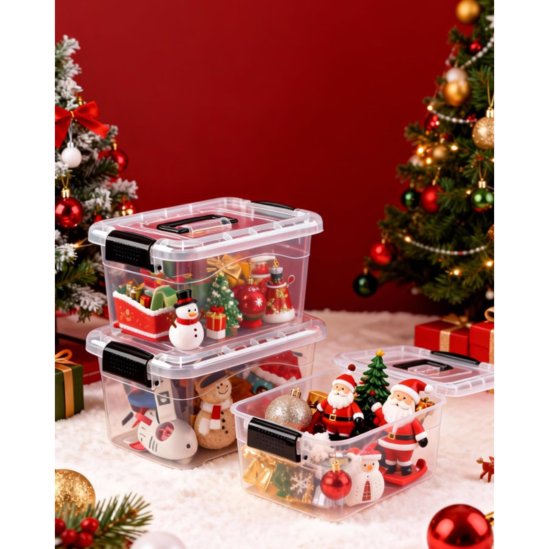 Bacs de rangement empilables transparents sans BPA avec couvercles à boucles - Petits contenants en plastique 11 po x 7,7 po x 6,1 po