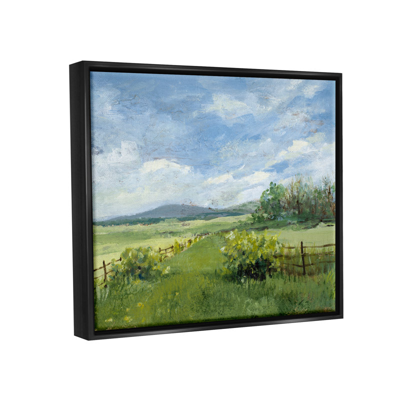 Winston Porter Countryside Landscape Painting Framed Floater Canvas Wall Art Design By Lanie Loreth, Cadre flottant noir
