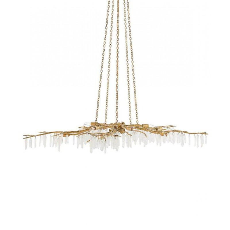 Lustre suspendu en fer Forest Forest, Nickel bruni, H 54 po x l 10 po x P 20 po, Mauve clair