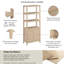 Bibliothèque à 5 tablettes avec portes, conception cannelée, armoire de rangement haute, bois moderne, bouleau naturel-1508641337