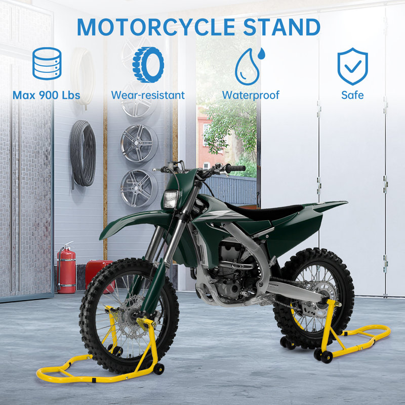 Béquille de moto – Capacité de 408 kg, béquille combinée avant et arrière robuste avec supports réglables, construction en acier durable pour l'entretien et le rangement