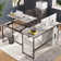 Khairi 60'' L-Shaped Lift Top Desk with Storage Cabinet, Executive Desk with Open Compartments and Adjustable shelfs