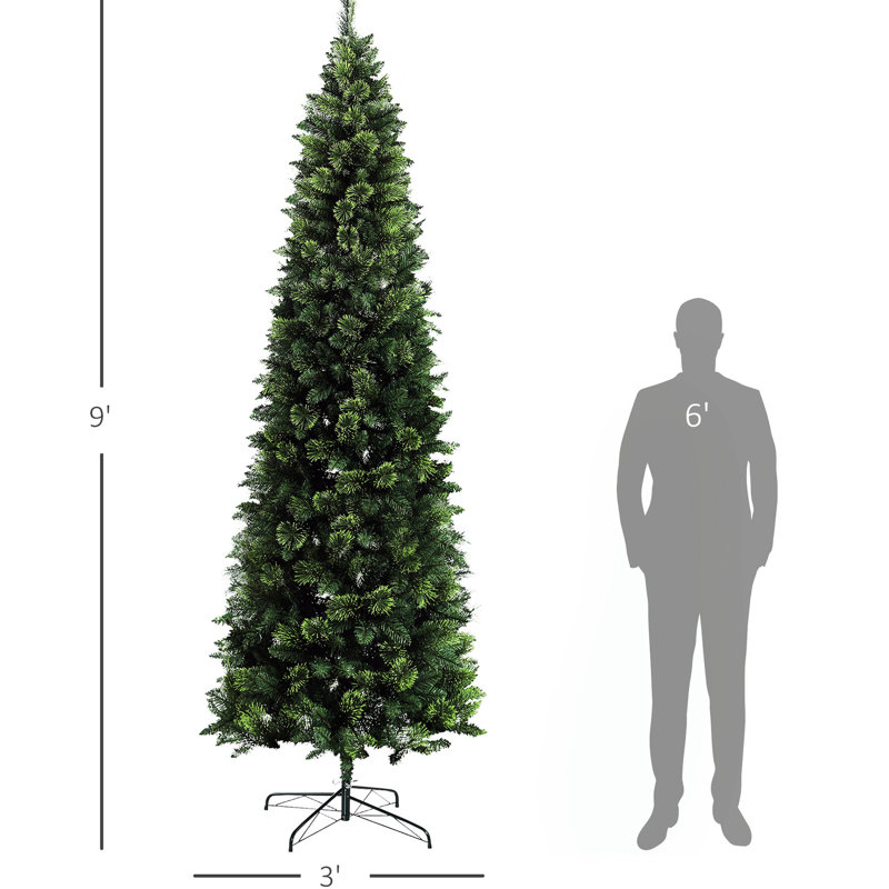 Ornement en forme d'arbre artificiel de 9 pi de hauteur, 1298 branches, ouverture automatique, ignifuge, base solide pour décoration, plastique