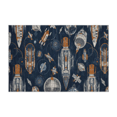 Transportation Gray Indoor and Outdoor Area Rug
