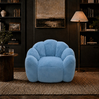 Fauteuil à billes en peluche d'inspiration lotus moderne avec anneau de traction, siège de salon sans assemblage pour chambre à coucher, salon, dortoir