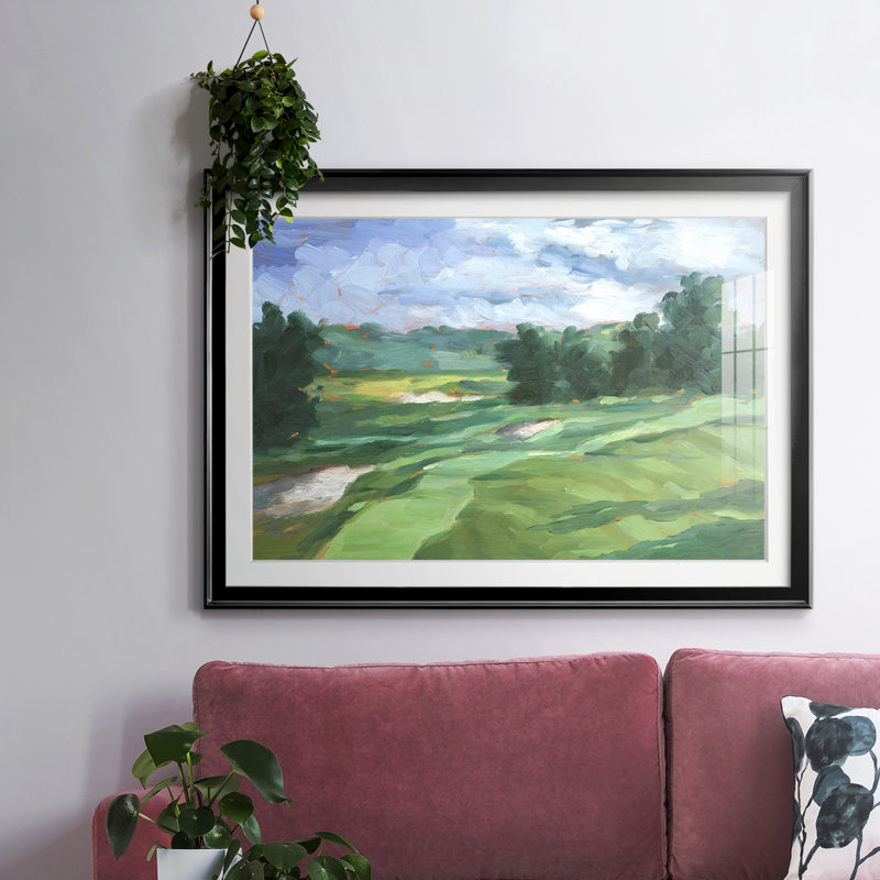 " Golf Course Study IV ", Black, 15" H x 21" W x 1.5" D