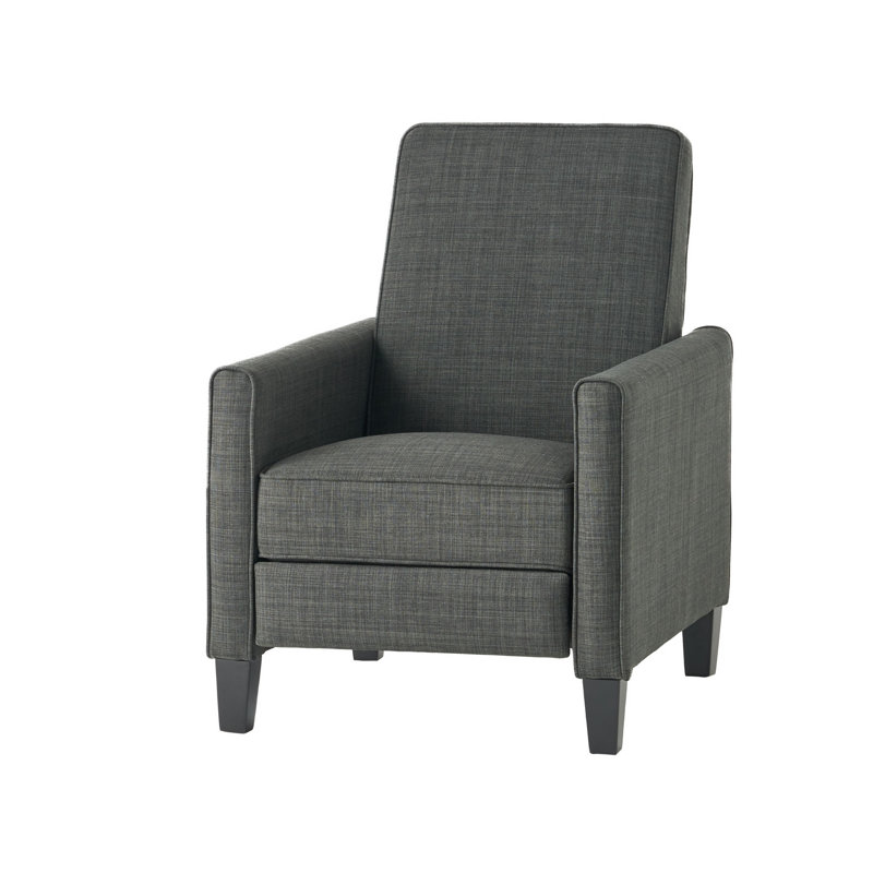 Zuca Pushback Recliner Chair, Black Wood, Premium Padded Beige Polyester, Gray, Linen