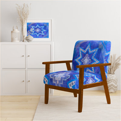 Gundry - Moroccan Orange Tiles Collage I - Upholstered Bohemian Chic Velvet Accent Arm Chair