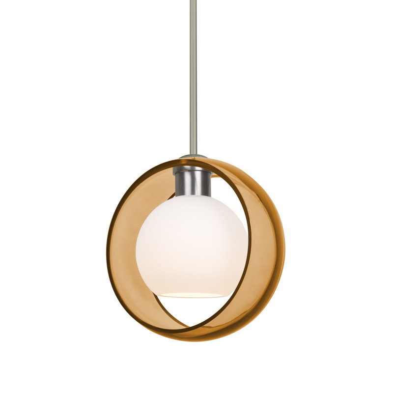 Luminaire suspendu géométrique 1 lumières simple Spigner, Nickel satiné, Transparent