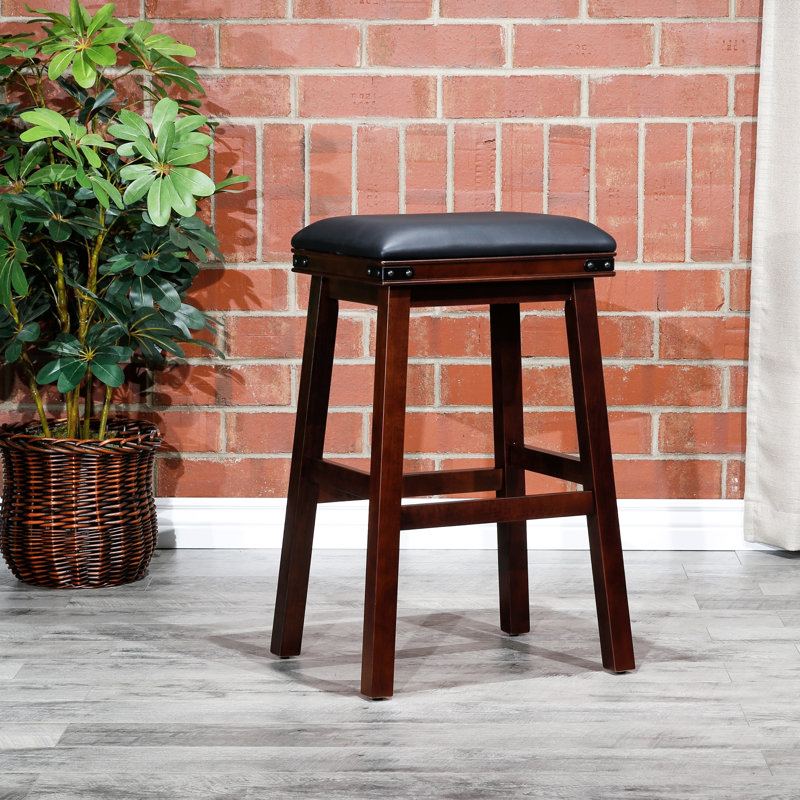 Tabouret de bar 30 po avec siège en cuir noir - à la fois classique et moderne