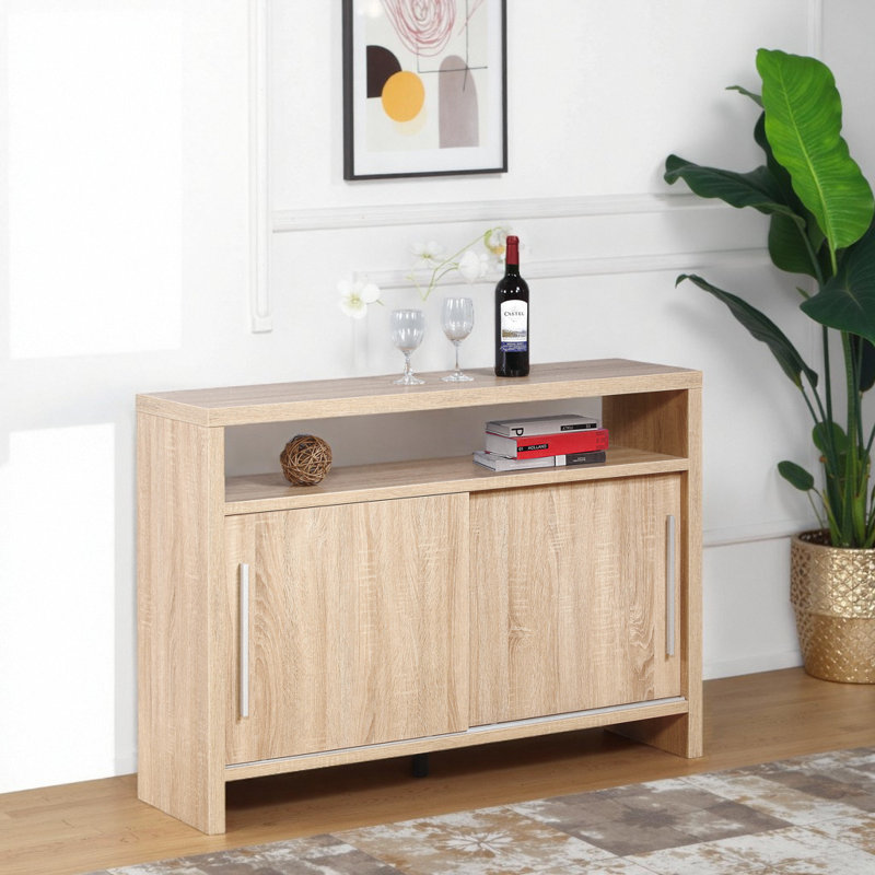 Buffet blanc vieilli 47 po - Rangement rustique avec fonctionnalité moderne